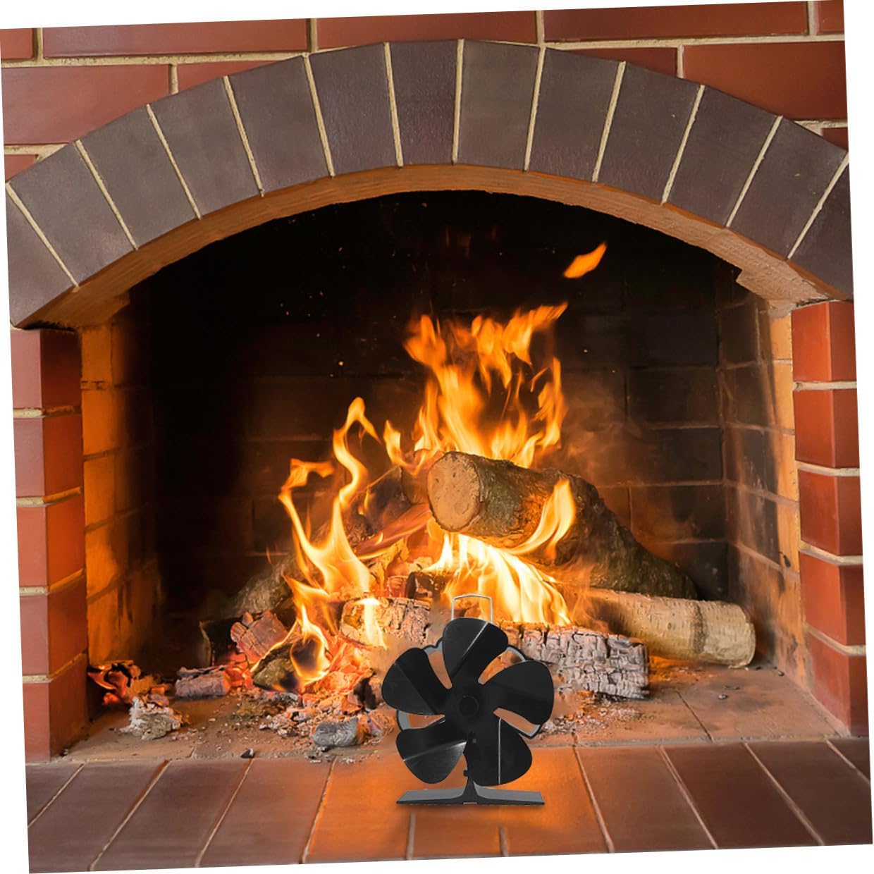 Unomor Mini 5-blade Thermal Stove Fan, Aluminum Heat Powered Fireplace Blower, Silent Metal Warm Air Circulator for Indoor and Outdoor Wood Stove Heating