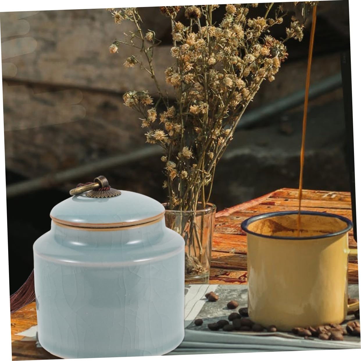 Ciieeo Barattoli in Ceramica per Conservazione 2 Pezzi Chiusura Ermetica Grande Capacità Facile da Pulire e Riporre per Tè e Dolcificanti in Casa o Ufficio