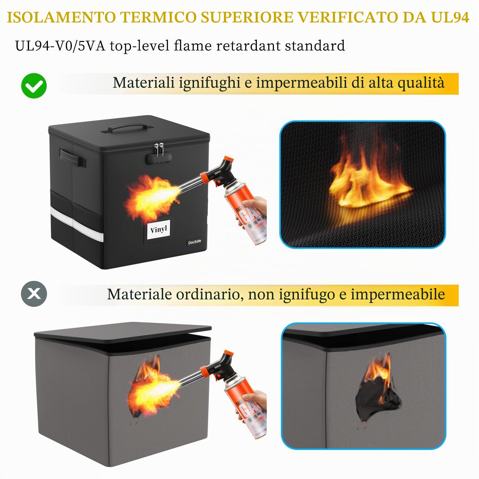 DocSafe Contenitore per dischi in vinile con serratura, ignifugo e impermeabile, per dischi da 30,5 cm, Nero , 33x33x33cm, Moderno