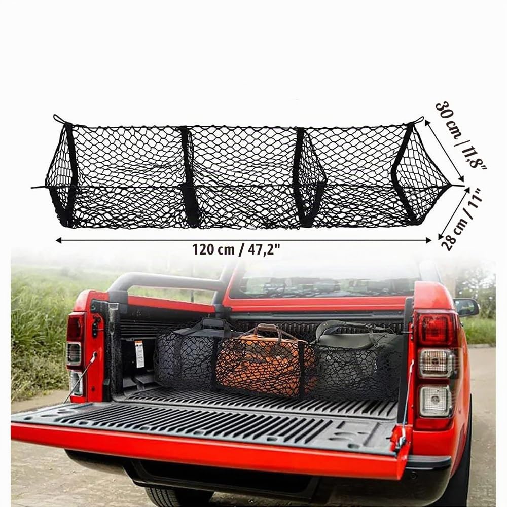 Red Maletero Coche, para Ford Ranger III Super/Double/Single Cab Pick-up 2013-2024 Red de Carga Altamente Elástica Organizador Maletero Redes Almacenaje Coche,B
