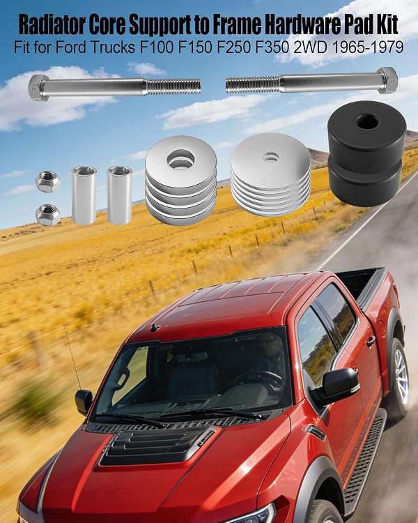 Radiator Support Frame Bolt-Pad Kit Fit for Ford F100 F150 F250 2WD Pickup Truck 1965-1979 Replace C4TZ-8125-S, Radiator Core Support to Frame Hardware Pad Kit by WUMZIJ - Image 2