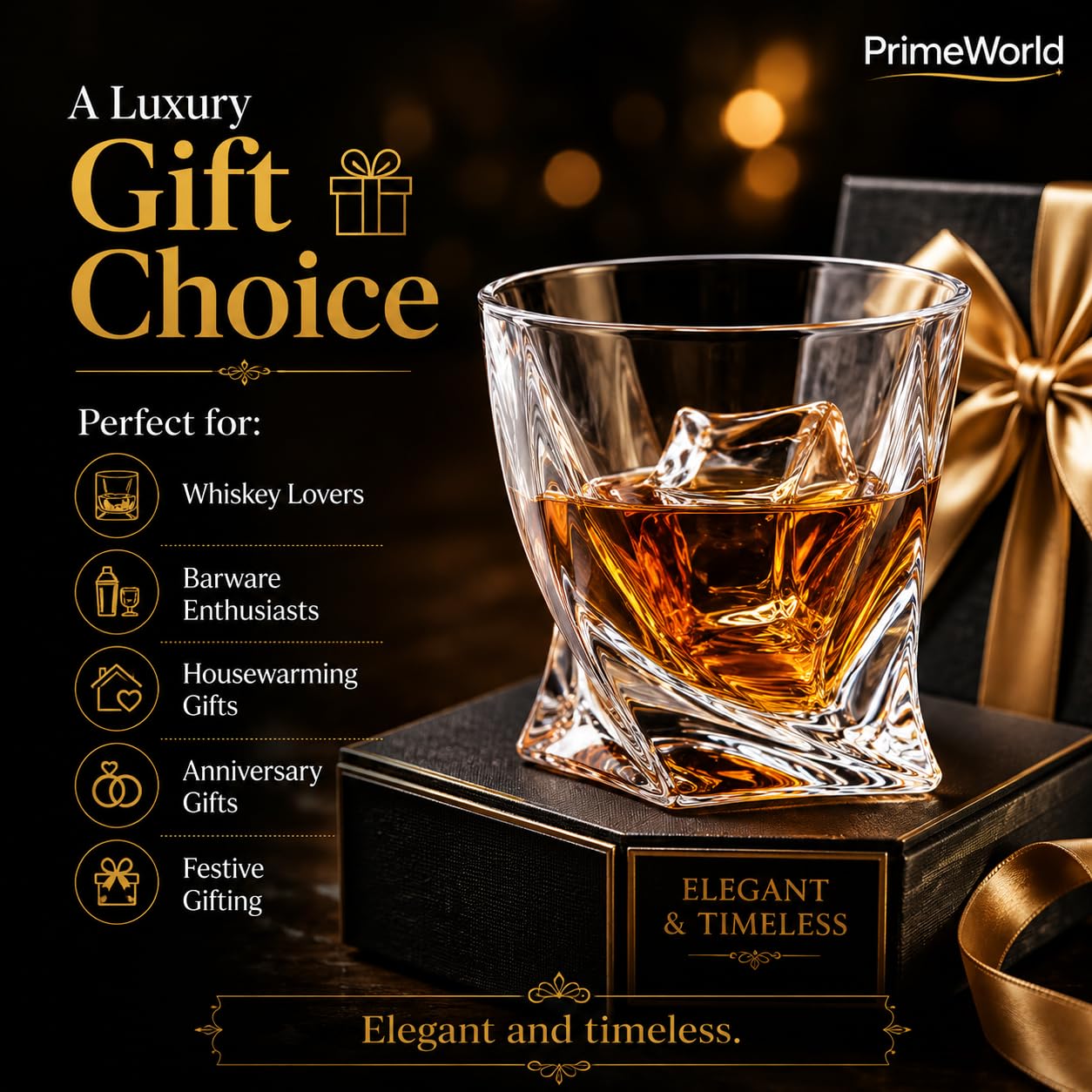 PrimeWorld Twist Whiskey Glasses - Set of 6 -9