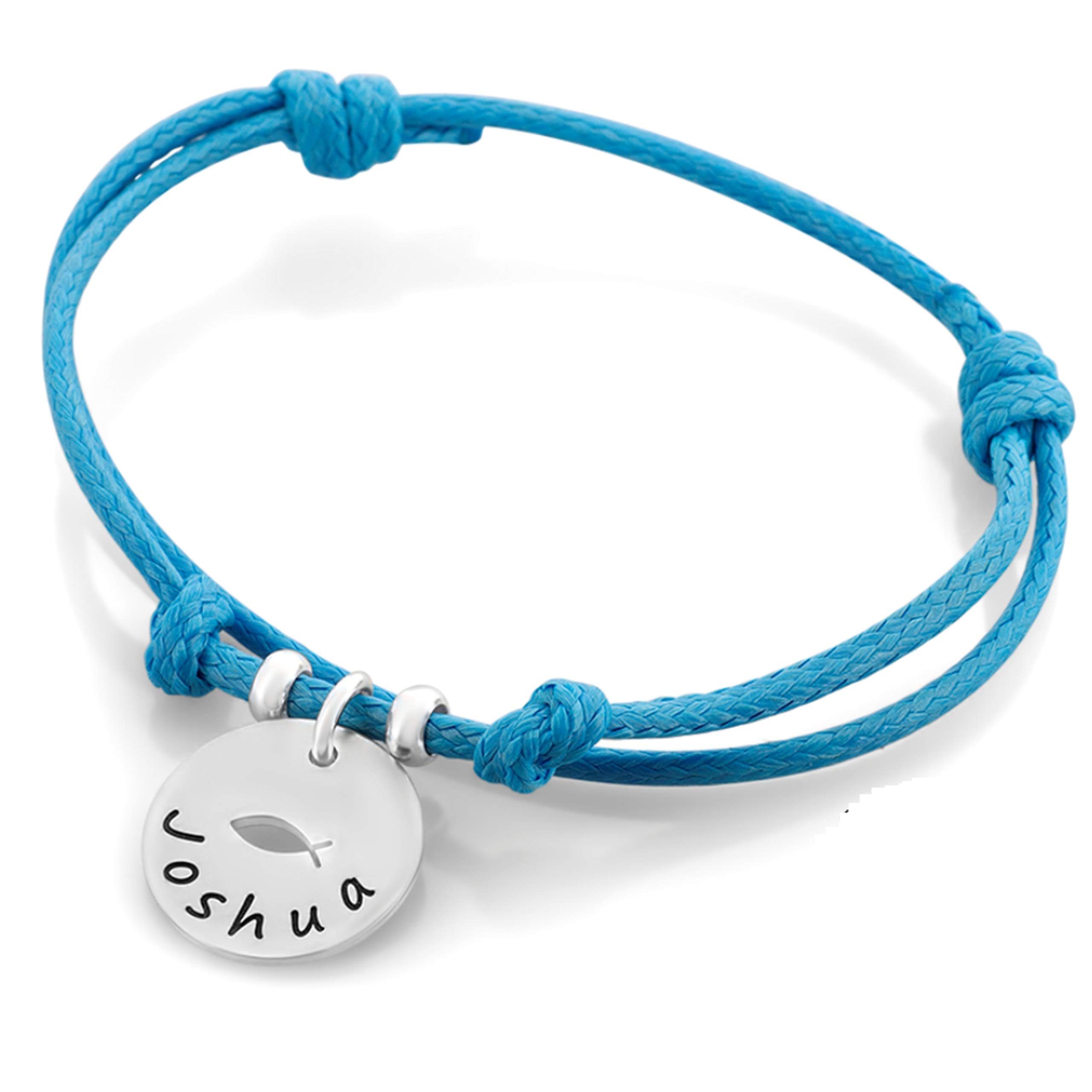Taufarmband Junge mit Gravur blau Armband Tauffisch Kinderarmband zur Taufe Ichtys Silberschmuck Baby Kinder Psalm Taufgeschenk Engel mit Herz | HANDMADE IN GERMANY