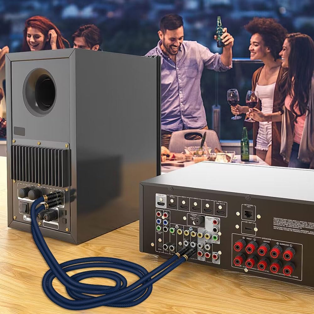 Tertullus HiFi Audio Cinch Kabel 1m OFC Versilbertes Liter Mit Doppelter Abschirmung 2 Cinch-Stecker Auf 2 Cinch-Stecker Signalkabel Für CD, Verstärker, Audio, Decoder