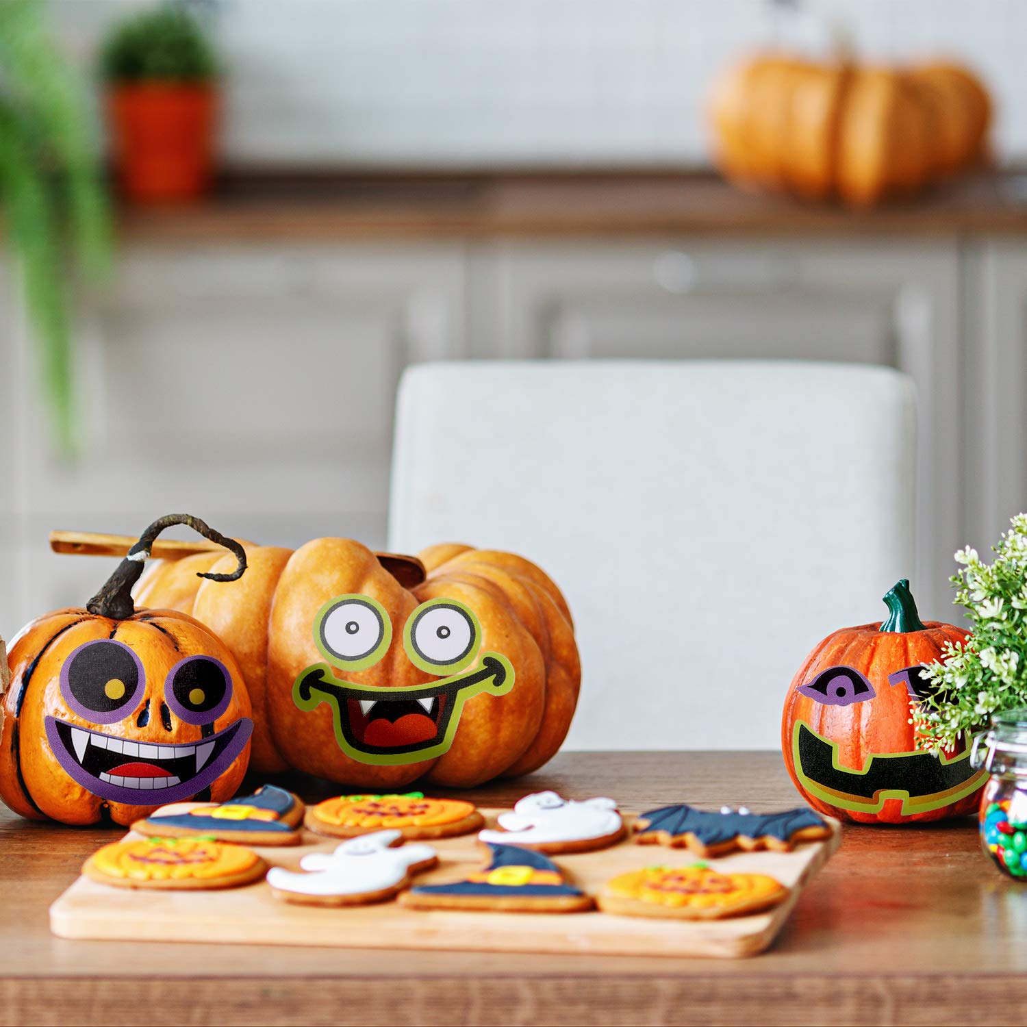 120 Sheets Halloween Stickers - Pumpkin & Lantern Face Decorations For Party Supplies