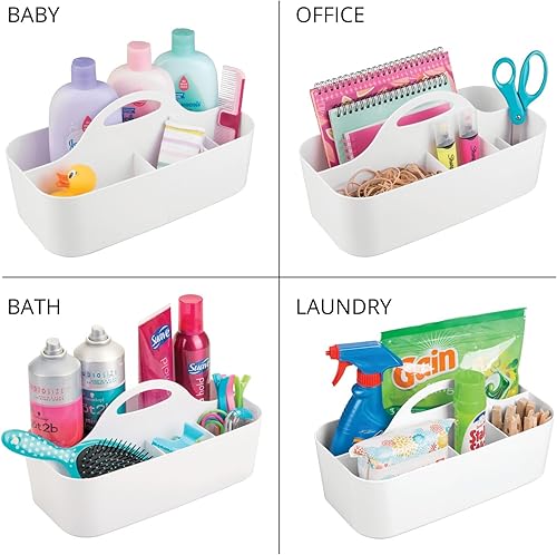 Miniatura 8 de mDesign Organizador de ducha dividido de plástico con asa, almacenamiento para baño o dormitorio, capacidad para jabón de manos, champú, esponjas,