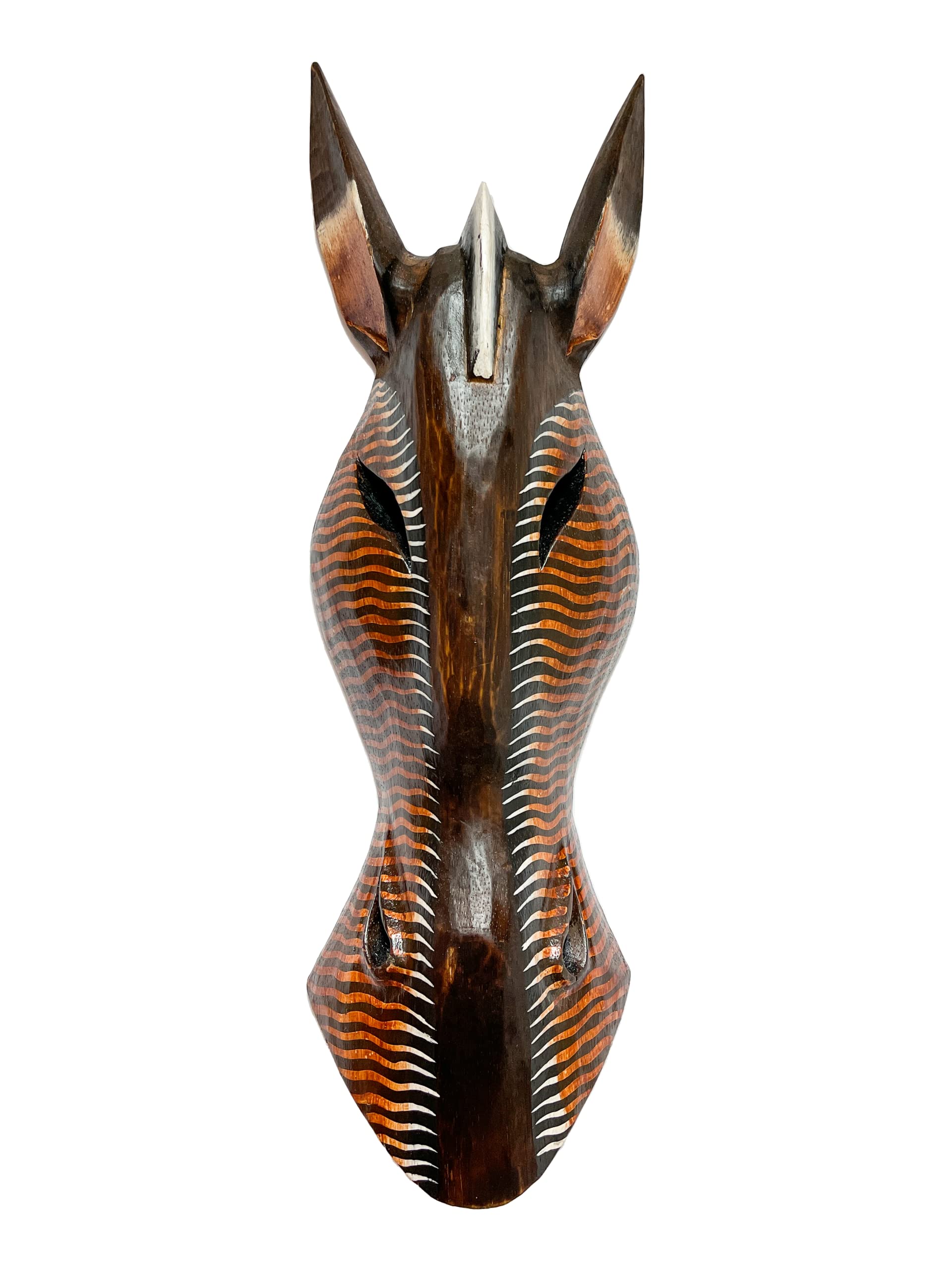 Zebra Zig Zag Mask Wooden Hand Carved Wall Hanging Art Fair Trade Hand Painted Jungle Animal African Safari Masks
