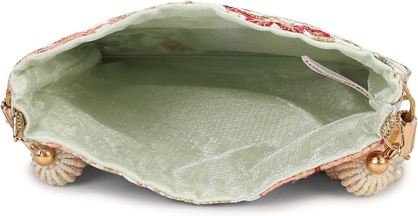 LONGING TO BUY Indian Ethnic Pearls & Sequence Potli Bag for Women, Wedding Potli Bag and For Ethnic Wear