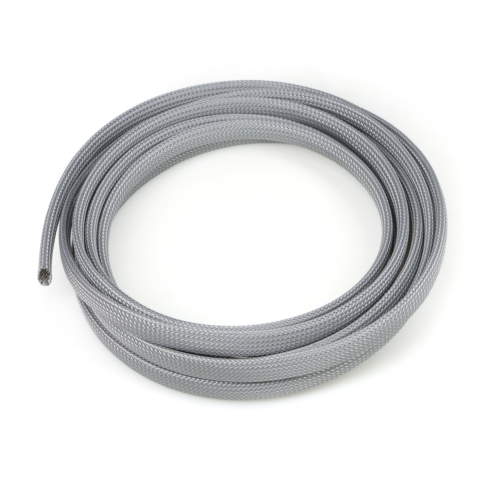 Braided Cable Management Sleeve, 16.4ft Flexible Wear-Resistant Cable Sleeve, Expandable Wire Management for Home, Office, Industry & Automobile (Grey, 1/4")