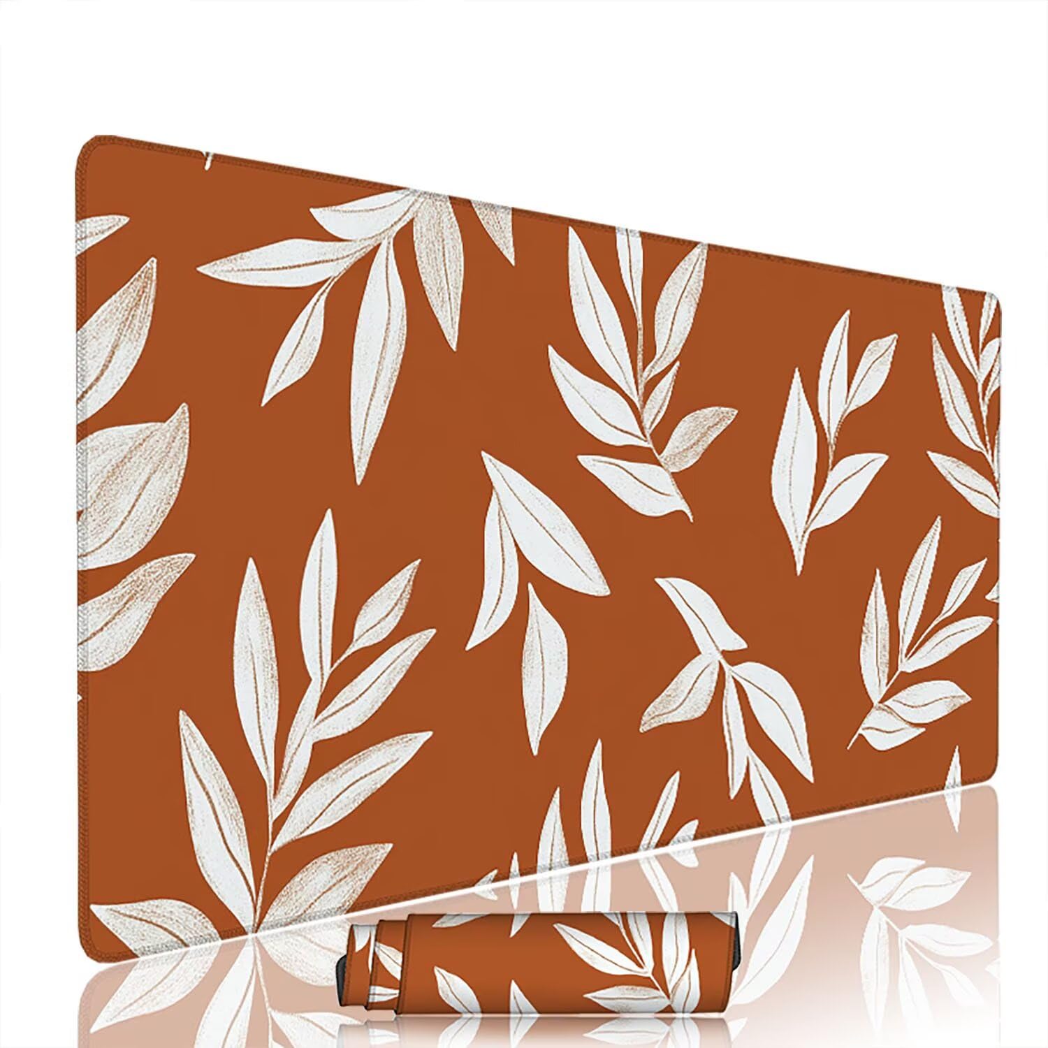Pomarańczowa podkładka pod mysz pod mysz pod mysz do gier XXL 1200 x 600 x 3 mm podkładka pod mysz gumowa liście duża podkładka pod mysz dla graczy akcesoria wodoodporne PC, do klawiatury laptopa w