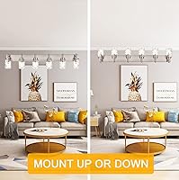 Vista 5 de BONLICHT Mid-Century Bathroom Vanity Wall Light with Clear Water Glass, Farmhouse 6 Light Bath Lighting Over Mirror Modern Brushed Nickel Sconce