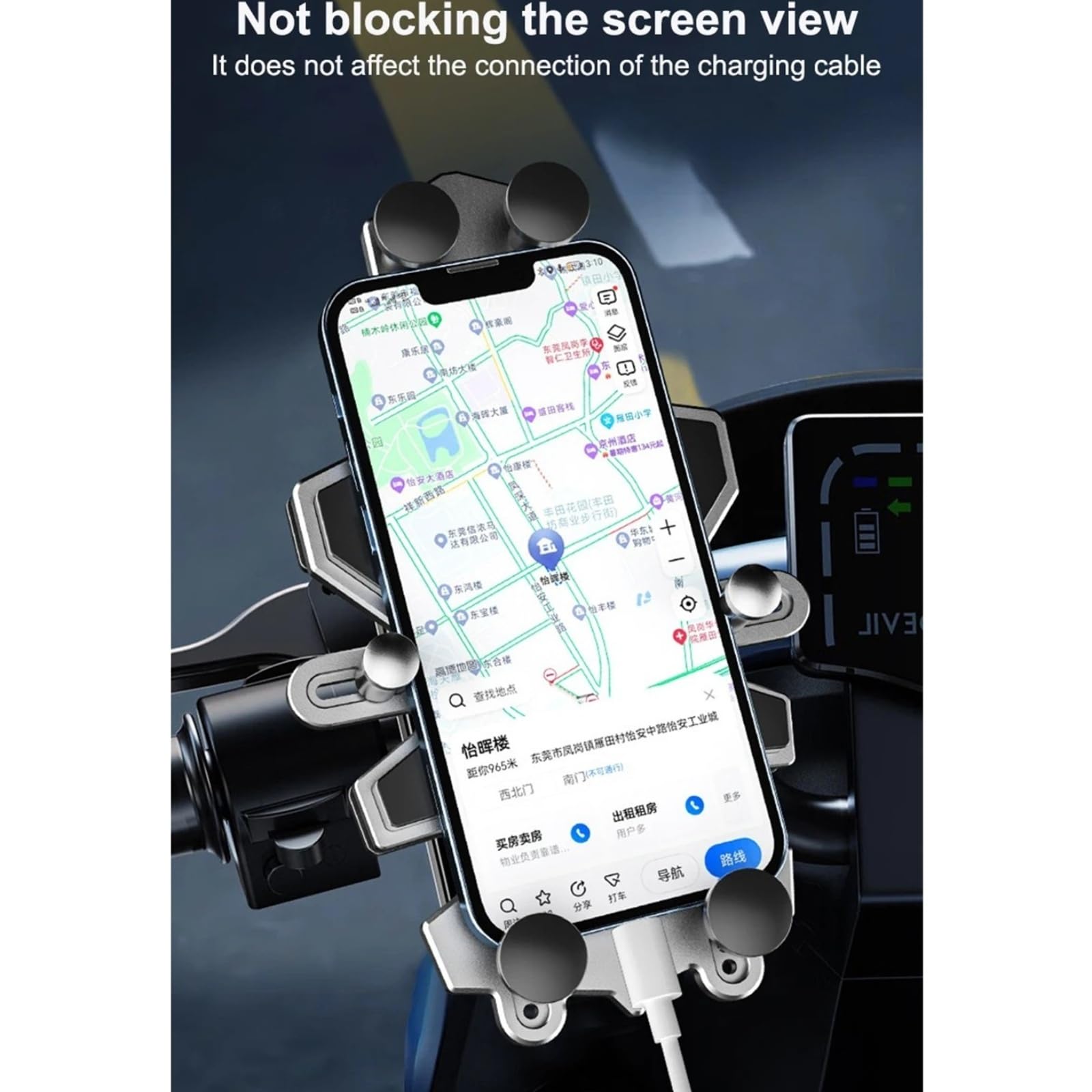 Supporto Universale Per Telefono Da Moto, In Lega, Antiurto, Rotazione A 360°, Clip GPS Per Moto, Supporto Per Telefono Cellulare Porta Smartphone Moto(A008-Rearview mirror)