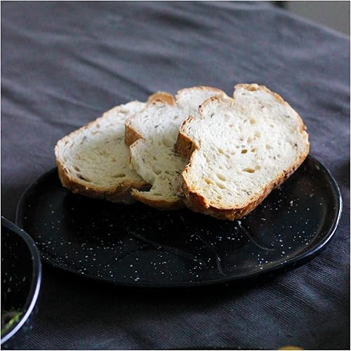 Miniatura 7 de roro Juego de 2 platos de aperitivo o ensalada moteados negros de 7 pulgadas  Artesanía artesanal única para exquisitas presentaciones gastronómicas