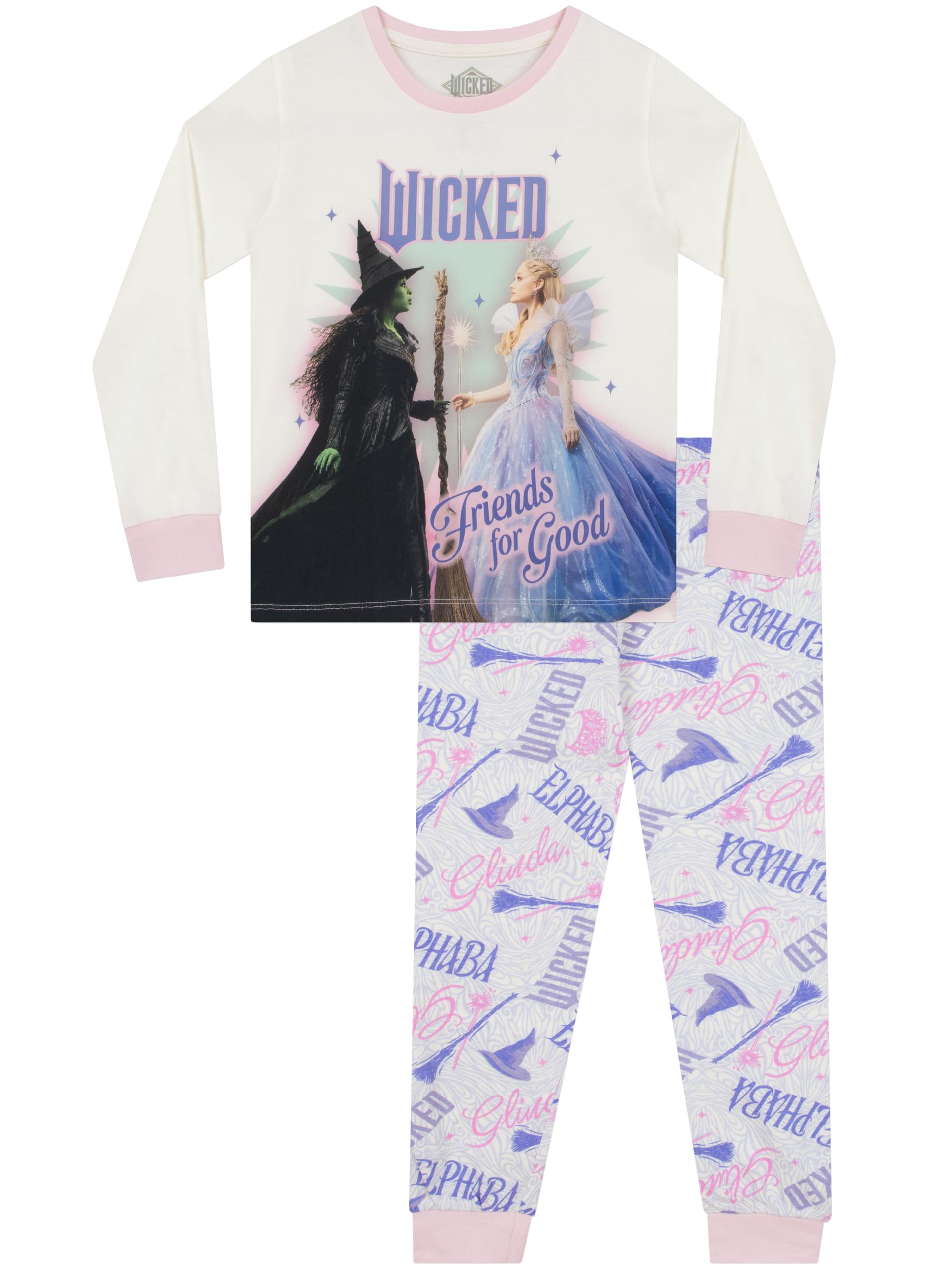 Wicked Pyjamas, Elphaba And Glinda Girls Pyjamas, Cotton Girls' Pyjama Sets, Multicolour 8-9 Years
