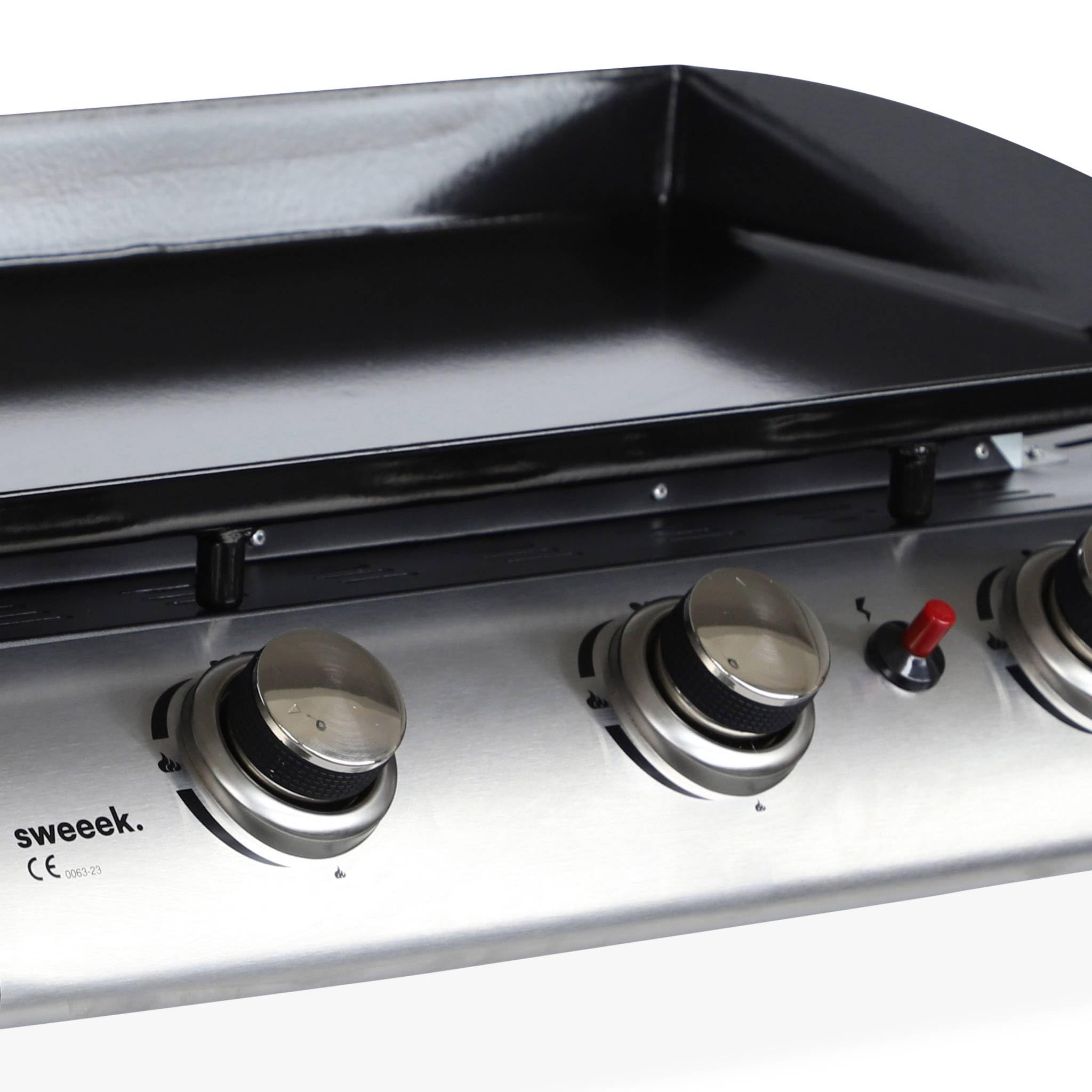 Alice's Garden Plancha au gaz 3 Feux Porthos 7.5 KW Barbecue Cuisine extérieure INOX
