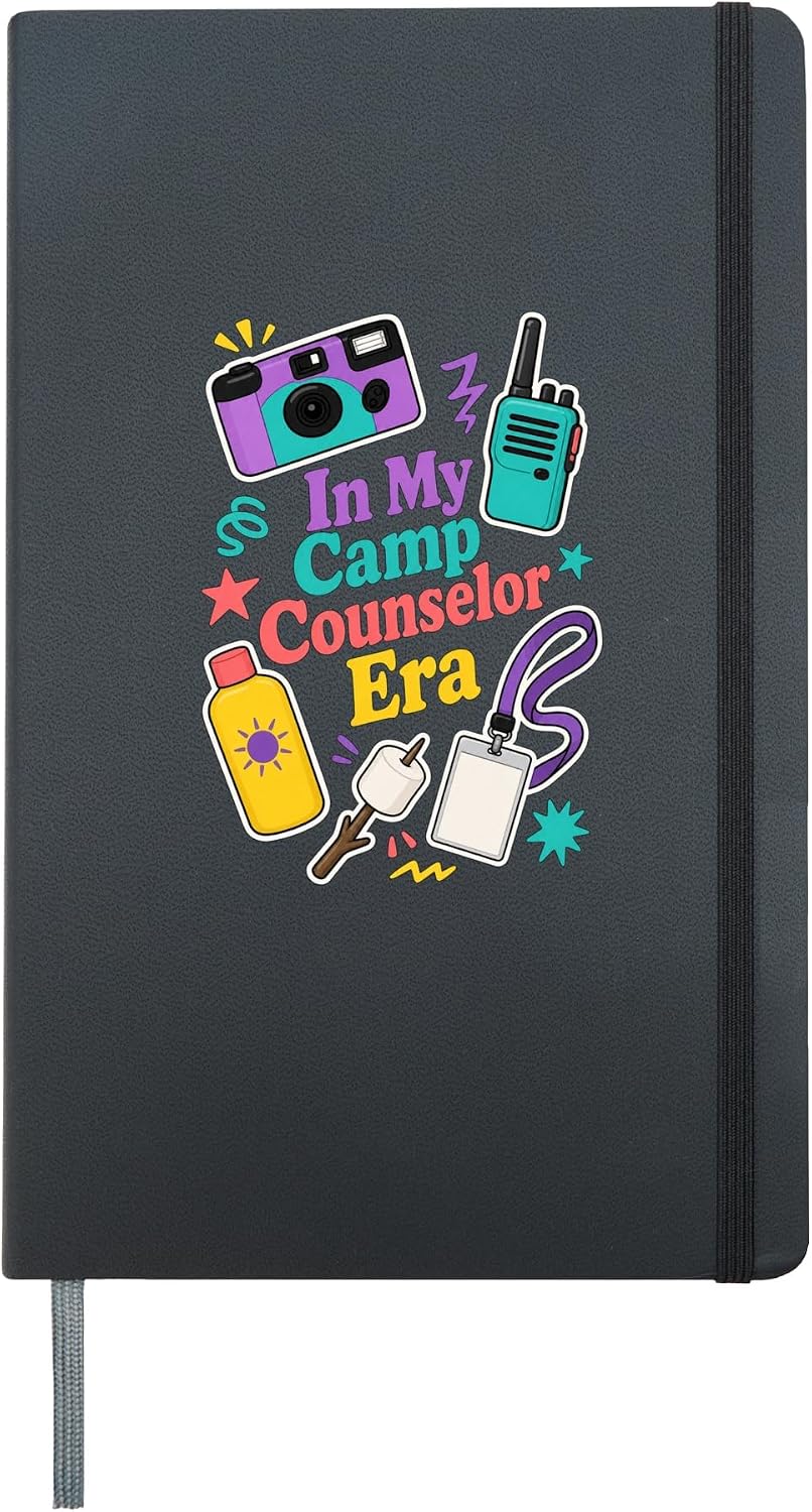 In My Camp Counselor Era Summer Outdoor Lovers Women Teens Hardcover Journal, Black