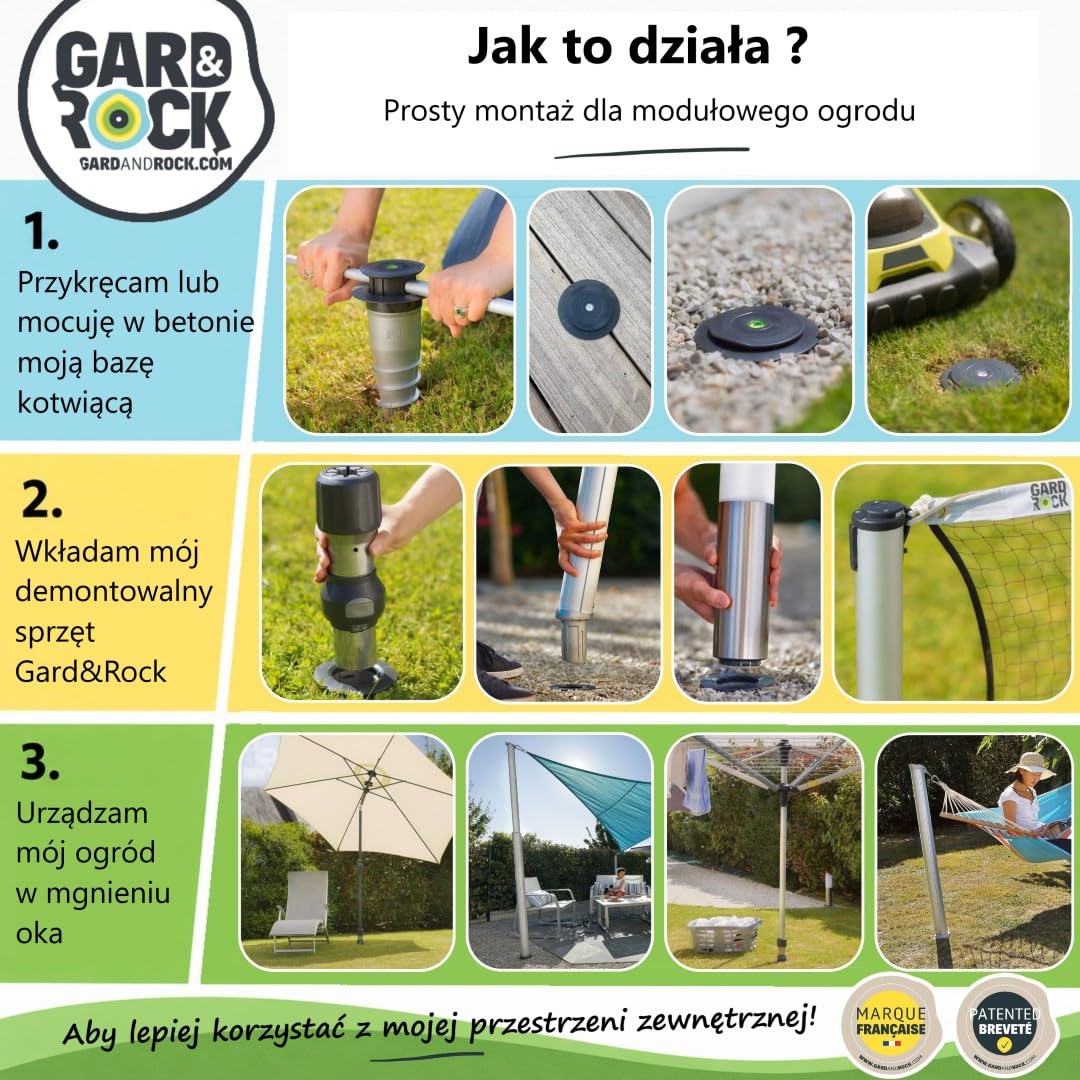 Aluminiowa podstawa do parasola z wysięgnikiem Gard&Rock – demontowalna
