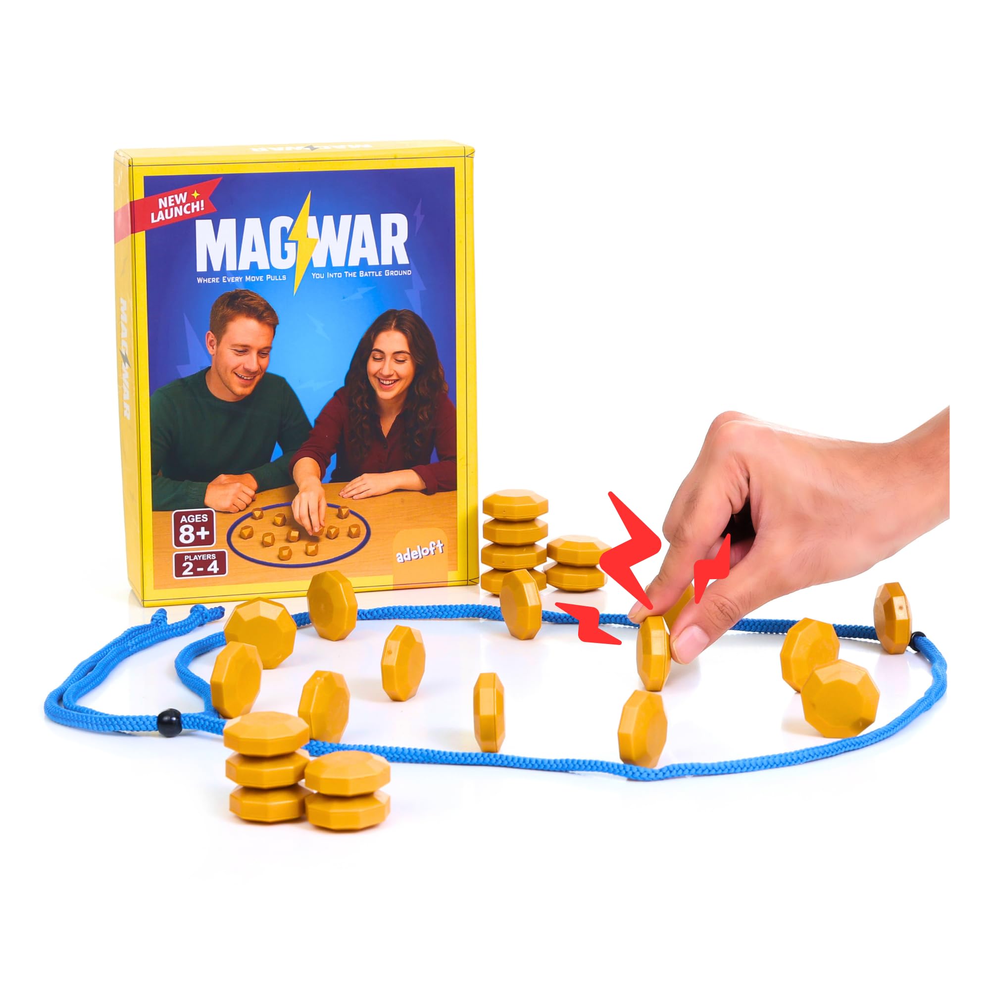 MAGWAR Magnetic Strategy Board Game with New Shape Magnets, Adjustable String and Travel Pouch – Fast Paced Family Puzzle Game for Kids & Adults – Portable Party & Travel Game-image-25