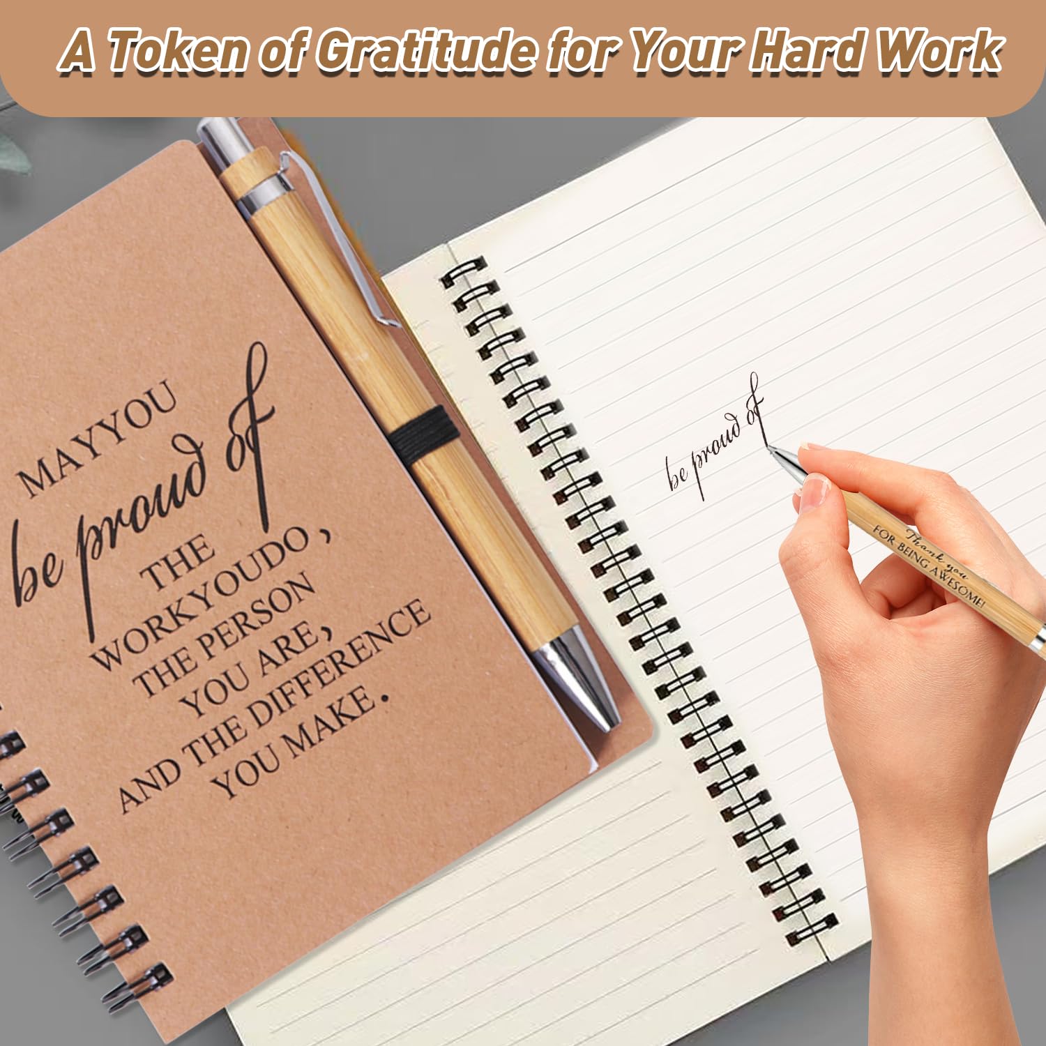 Thank You Gifts for Colleagues Women Men A6 Spiral Notepad with Ballpoint Pen Set - Image 2