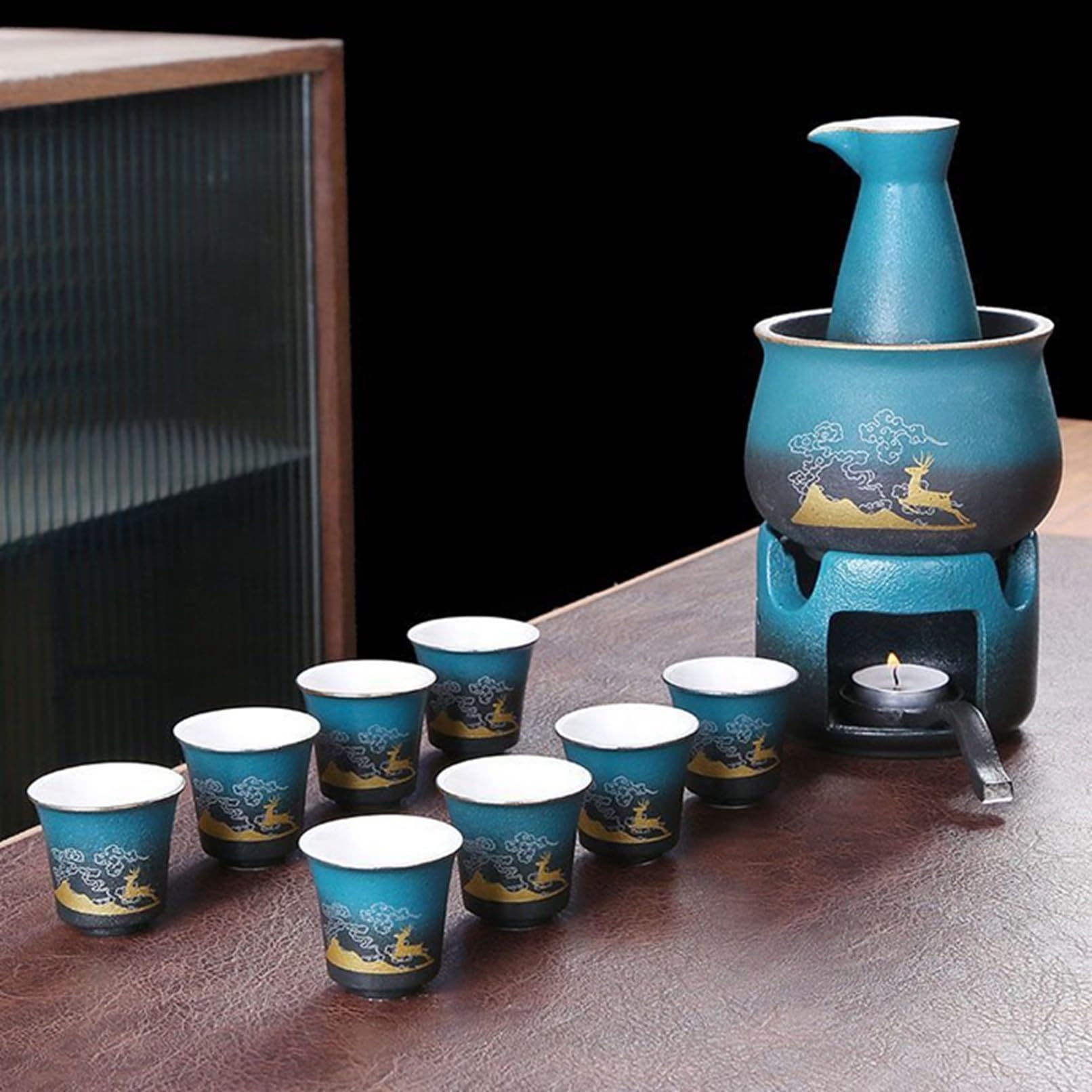 Amazon｜酒器セット 徳利 とっくり ぐい呑み おちょこ 鹿柄 持ち手付き