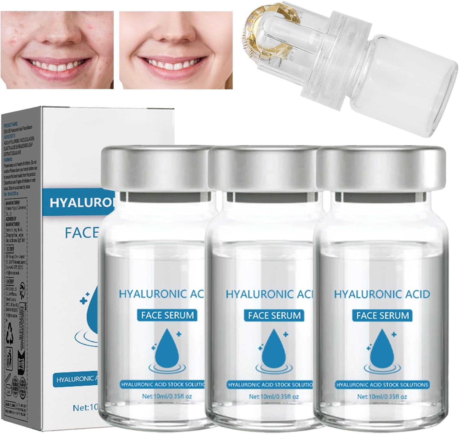 Asheyya 3 Pcs Beauty Micro Infusion System Kit for Lips, Microneedle Infusion for Facial Skin (10ml Serum+Roller)