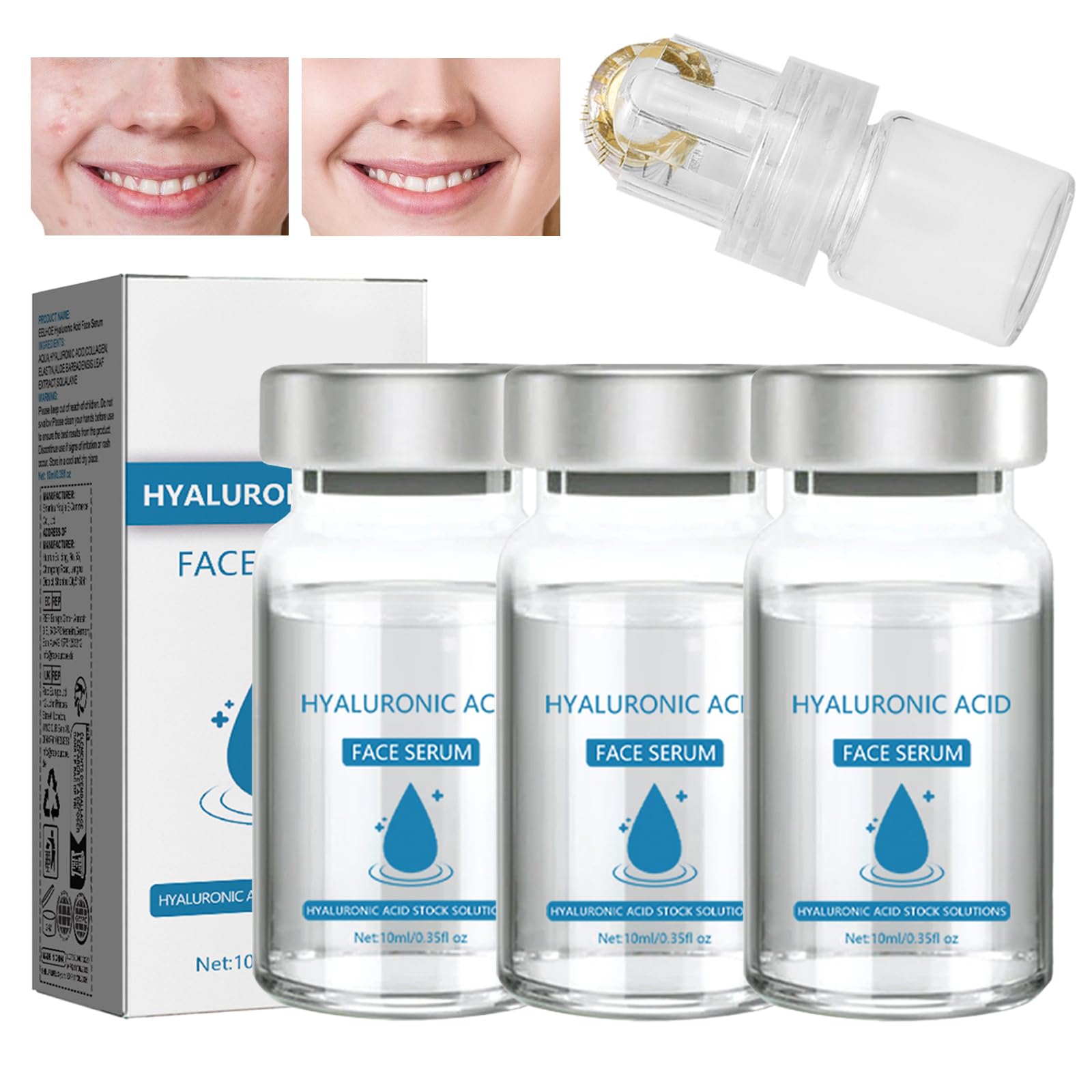 Asheyya 3 Pcs Beauty Micro Infusion System Kit for Lips, Microneedle Infusion for Facial Skin (10ml Serum+Roller)