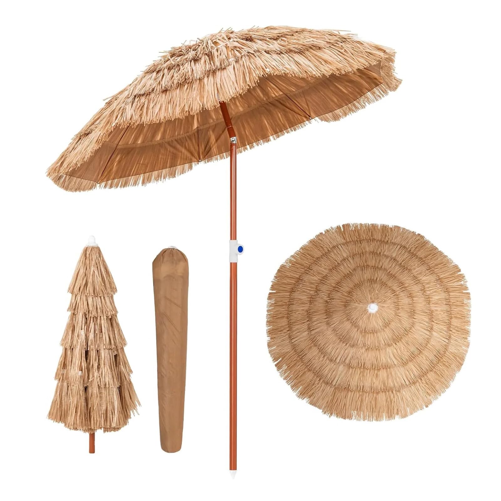 KOMFOTTEU Parasol de Jardin Exterieur Φ175 cm, Hauteur Réglable 140-190 cm