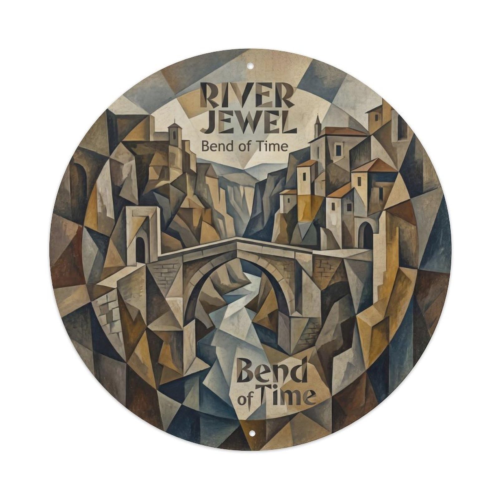 Yrnq Vintage Style Vintage Travel River Bend Jewel Vintage Metal Tin Sign Plaque Wall Decor For Cafe, Club, Garden Round Metal Poster 8X8inch
