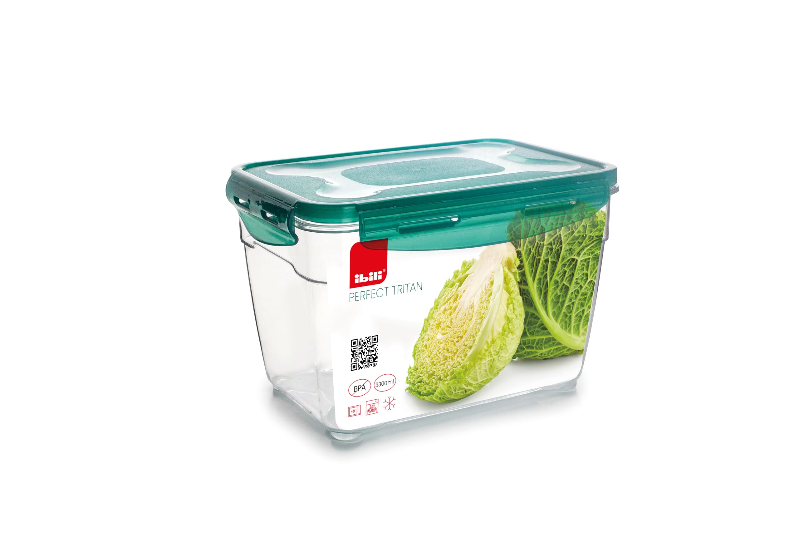 IBILI - Tritan 3300ML Container, airtight Sealed Container with BPA-Free Plastic lid, Fridge/Freezer Safe, Microwave and Dishwasher Safe.