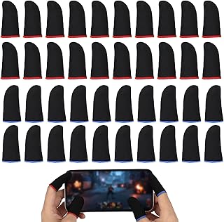 40 Pcs Gaming Finger Sleeves - Ultra-Thin Seamless Thumb Guards for Mobile Gaming, Carbon Fiber Breathable & Sweatproof, T...
