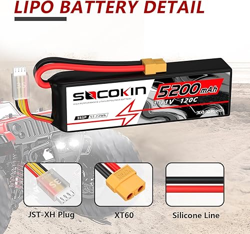 Miniatura 2 de Lipo - Batería 3S 5200mAh 120C 11.1V RC Batería con XT60 y TR Plug Compatible con DJI Quadcopter RC Avión RC Helicóptero RC Modelo de Coche RC