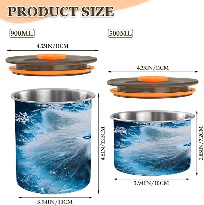 ALAZA Blue Red Wolf Hipster Coffee Canister 30oz con Tapa miniatura 3