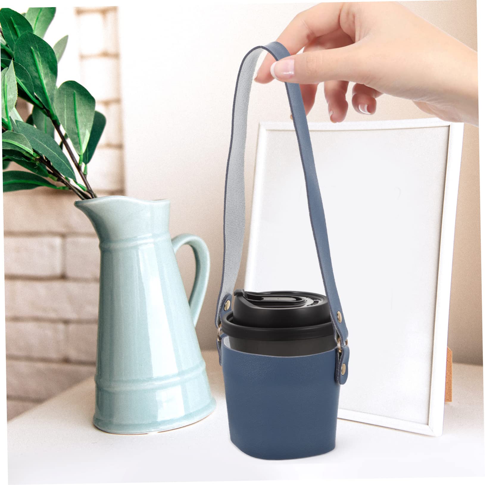 MAGICLULU 5piezas Funda De Cuero Pu Para Tazas De Café Portavasos Portátil Con Asa Para Bebidas Soporte De Transporte Ligero y Resistente Al Desgaste Para Uso Diario y Festividades