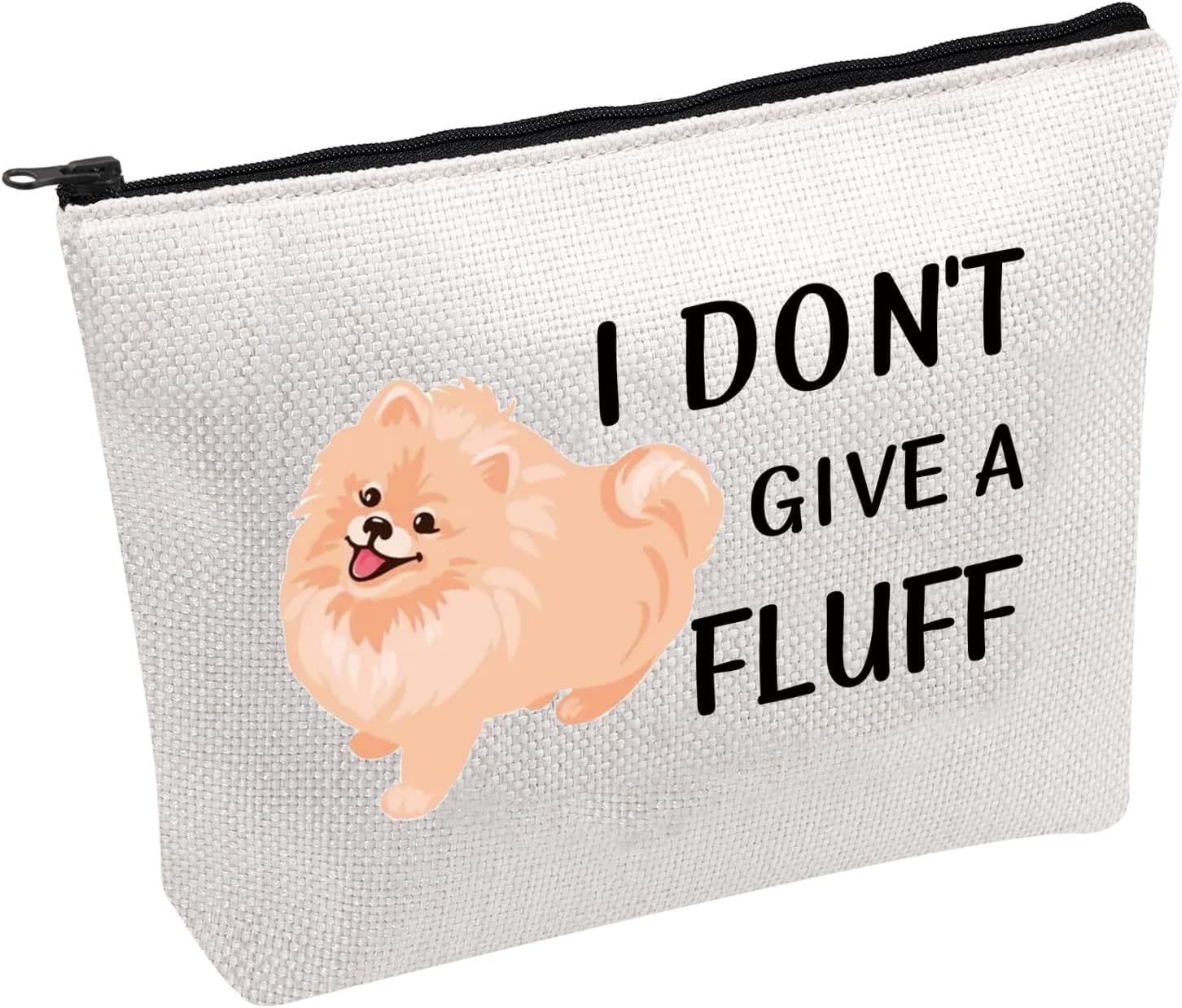 PWHAOO Pomeranian Dog Zipper Pouch Bag I Don’t Give A Fluff Cosmetic Bag Pomeranian Lover Gifts (GIVE A FLUFF B)