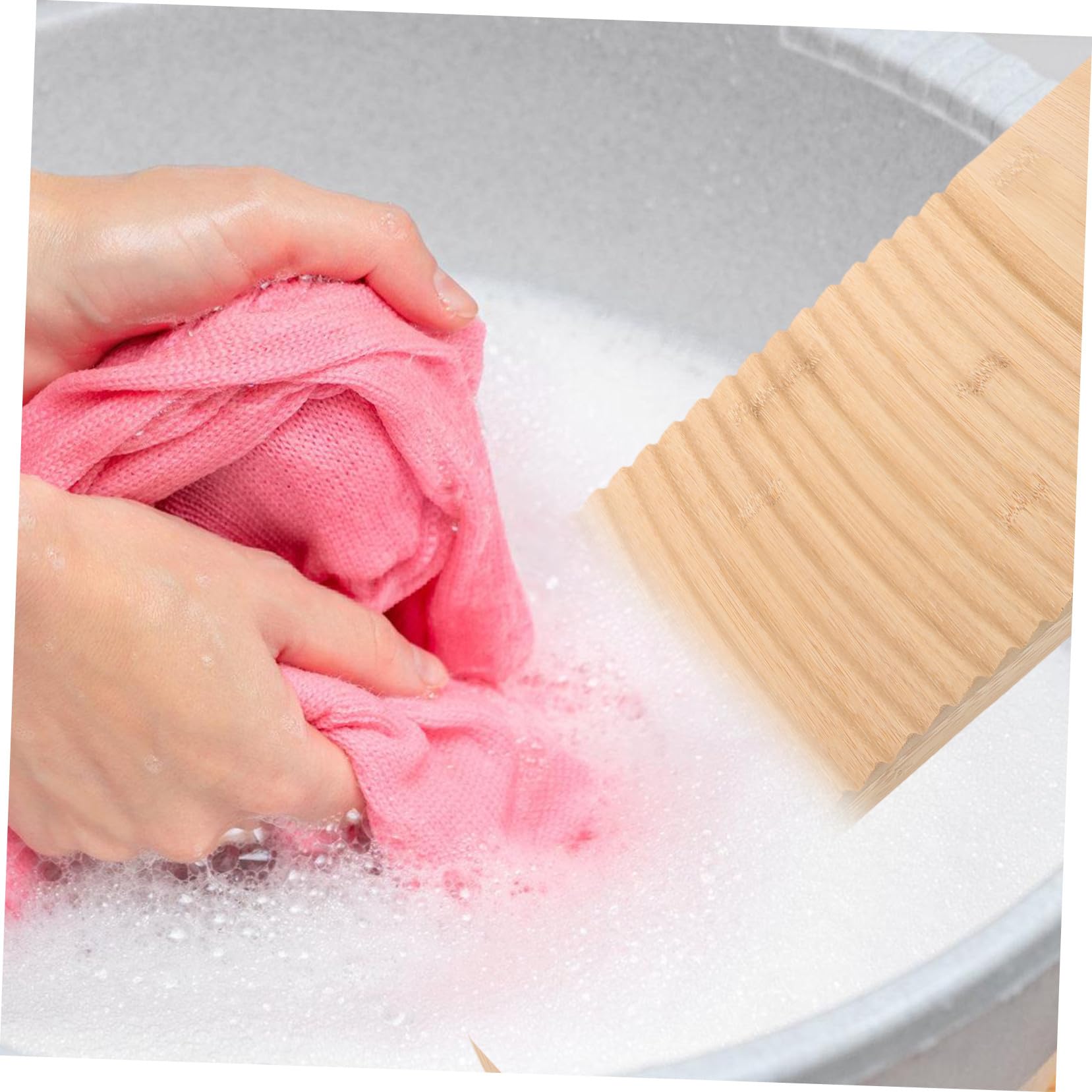 Ipetboom Asse per Lavare i Panni in Bambù Design Ergonomico, Lavatoio Manuale Antiscivolo 40x18x1,8 Cm per Sciarpe e Asciugamani