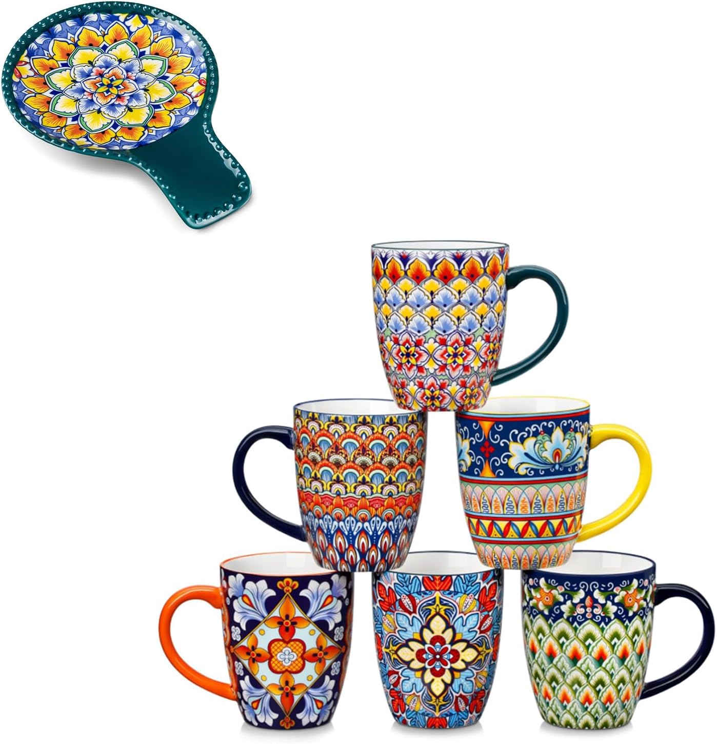 vancasso Ceramic Spoon Rest for Stove Top,16 oz Coffee Mugs Set of 6