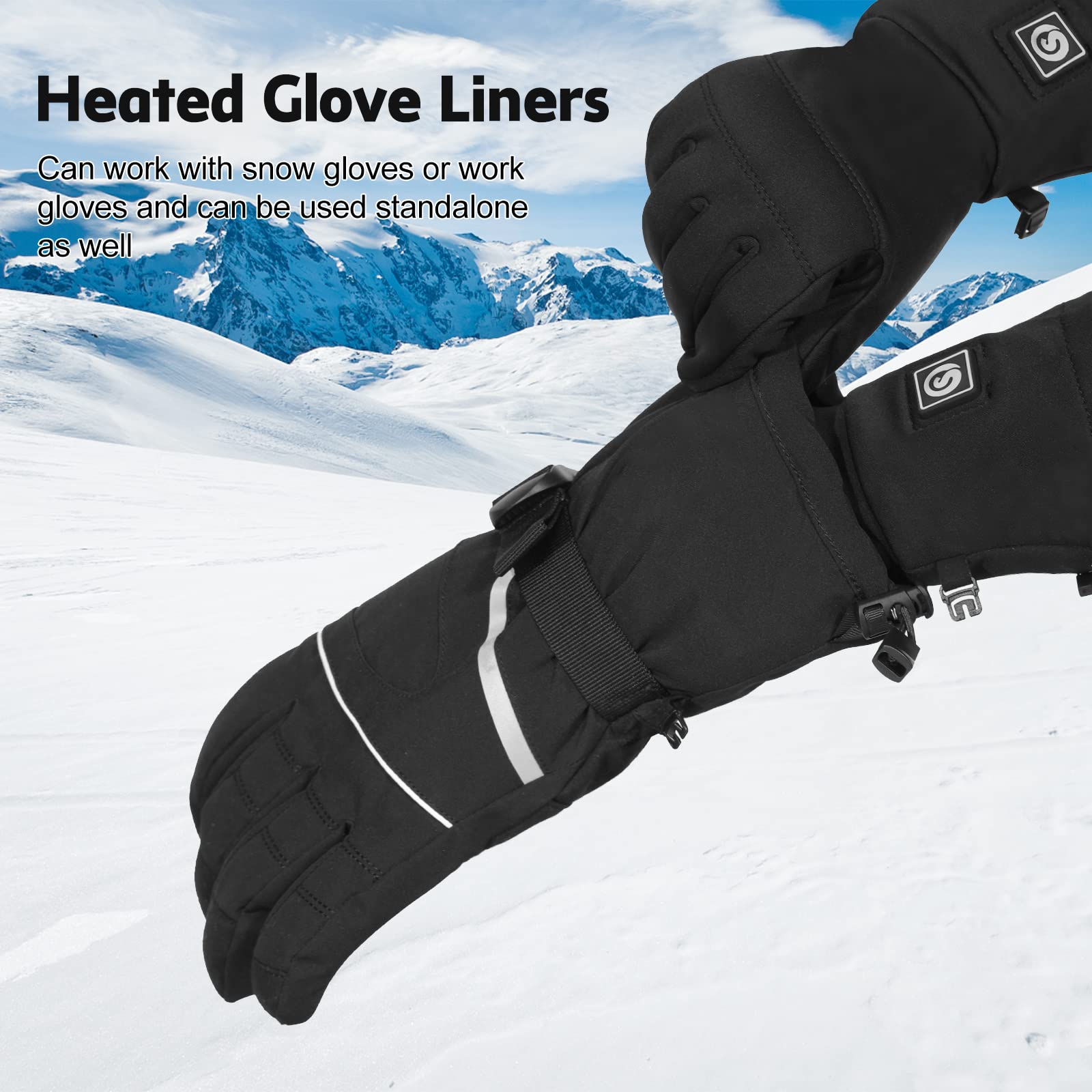 DINSVTA Heated Gloves for Women Rechargeable Waterproof,Machine Washable Winter Electric Heating Thin Men Glove Liners for Cold Weather Outdoor Snow Driving Running Cycling