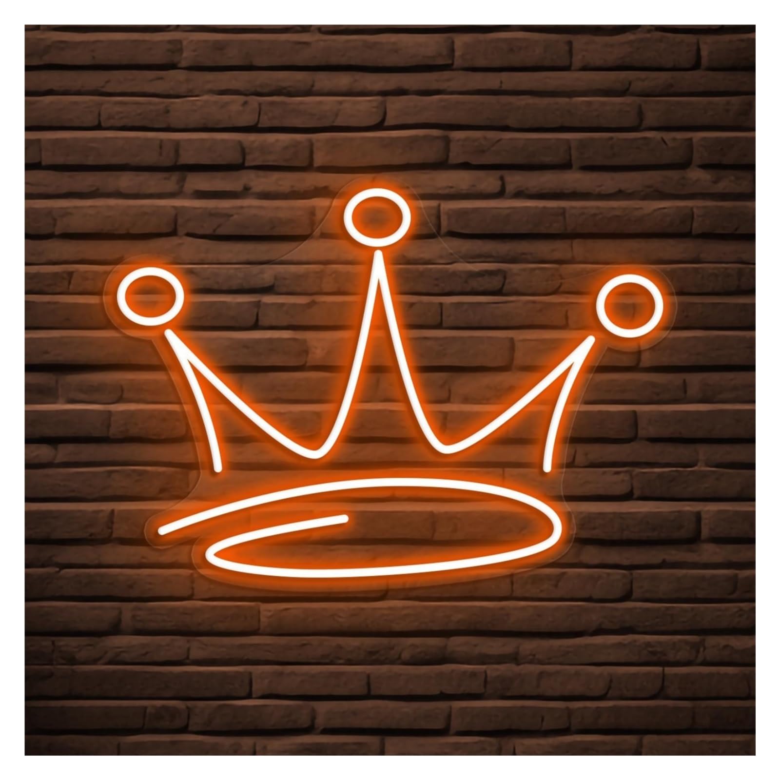 XENITE Hanging Art Neon Signs Crown Neon Sign, Suitable for Kids Room Decor with Brightness Adjustable 46cm(Orange)