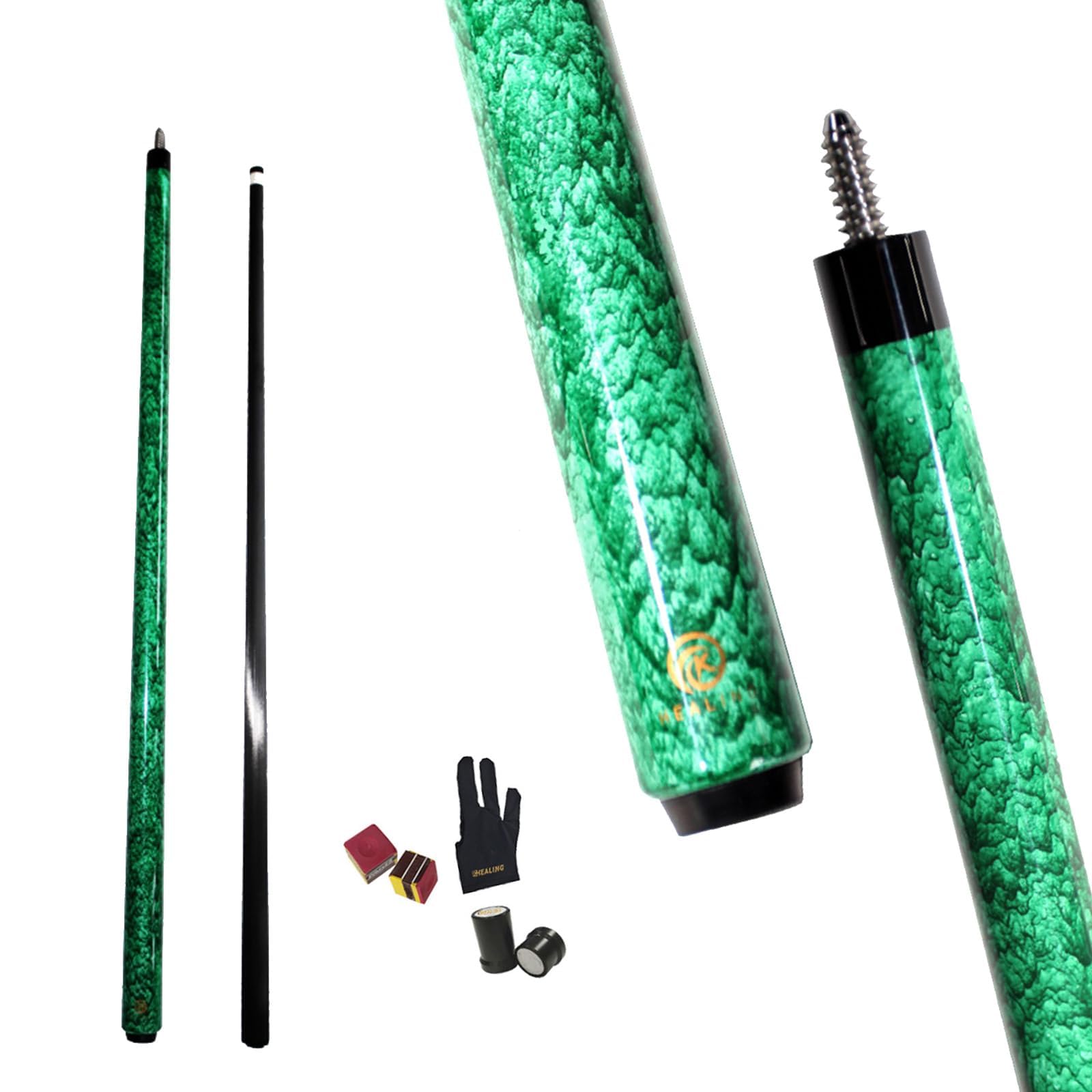 Jofarstep 100% Carbon Fiber Shaft, Billiard Cue Carbon T700 Carbon Fiber 56 Inch XTC 12mm Tip Billiard Accessories 1/2 Joint Handmade Straight for 8-Ball/9-Ball 18-20 Ounces (Green)