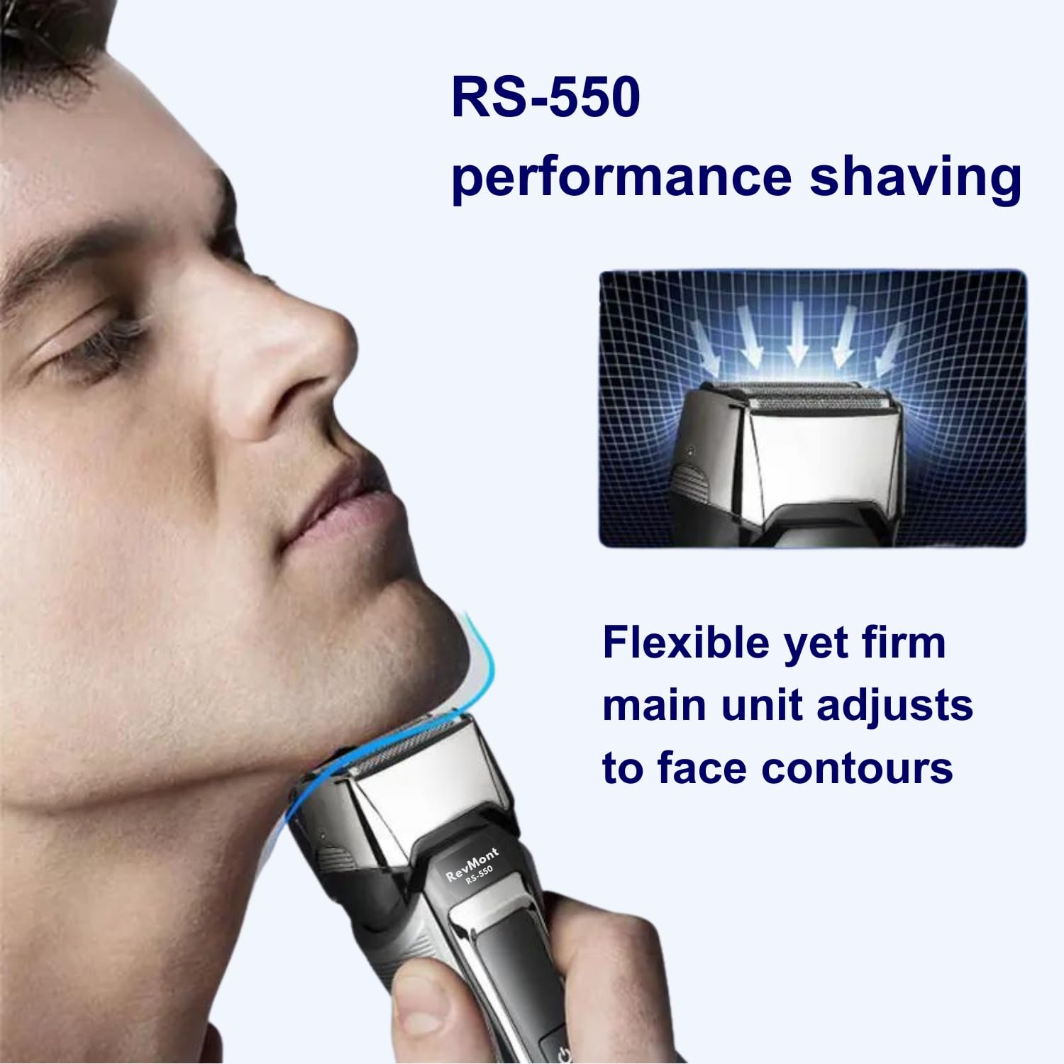 RS-550 Electric Razor for Men, Model RS-550 Foil Shaver, Wet or Dry Shaving, Beard and Sideburn Trimmer, Smooth Shaving Waterproof Shaver