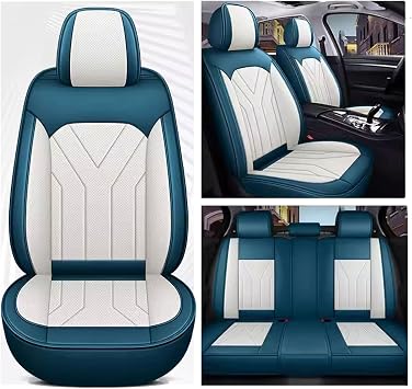 Seat Covers Full Set for SsangYong Rexton 2006-2008,Leather Seat Covers, Car Seat Covers Full Set 5 Seats, 5D Foam Back Support, Leather Car Seat Cushion Super Breathable, Storage Bags, All Season