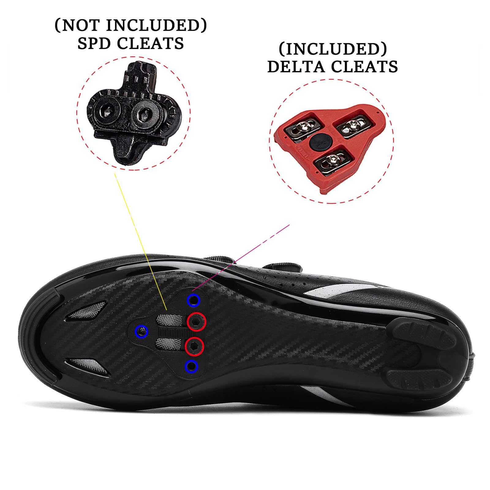 JiuQing Buty rowerowe Mężczyźni Kobiety Buty na rower górski szosowe Oddychające Wygodne Kompatybilne z knagami Peloton Delta