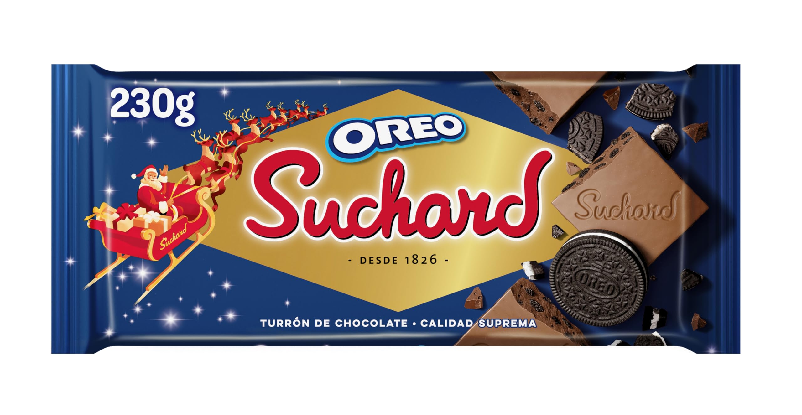 Suchard Turrón De Chocolate Con Leche Y Galletas Oreo Navideño - Tableta De G, Navidad Y Fiestas, 260 Gramo