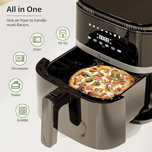 Miniatura 7 de Larinest Freidora de aire de 5.3 cuartos de galón, 8 preajustes de cocción para comidas rápidas y fáciles, freidora de aire compacta con cesta