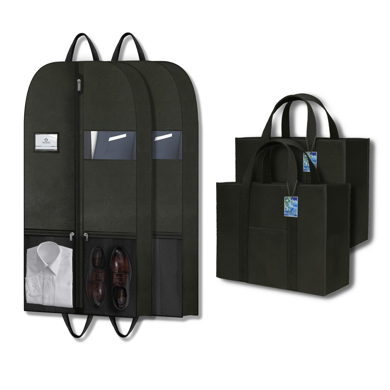 Suit Bags for Men, Professional Business Travel Garment Bag, Foldable 3-Fold Suit Bag for Travel, Garment Bag with Shoe Compartment, Wrinkle Men’s Suit Garment Bag with Clear ID Window, Tote