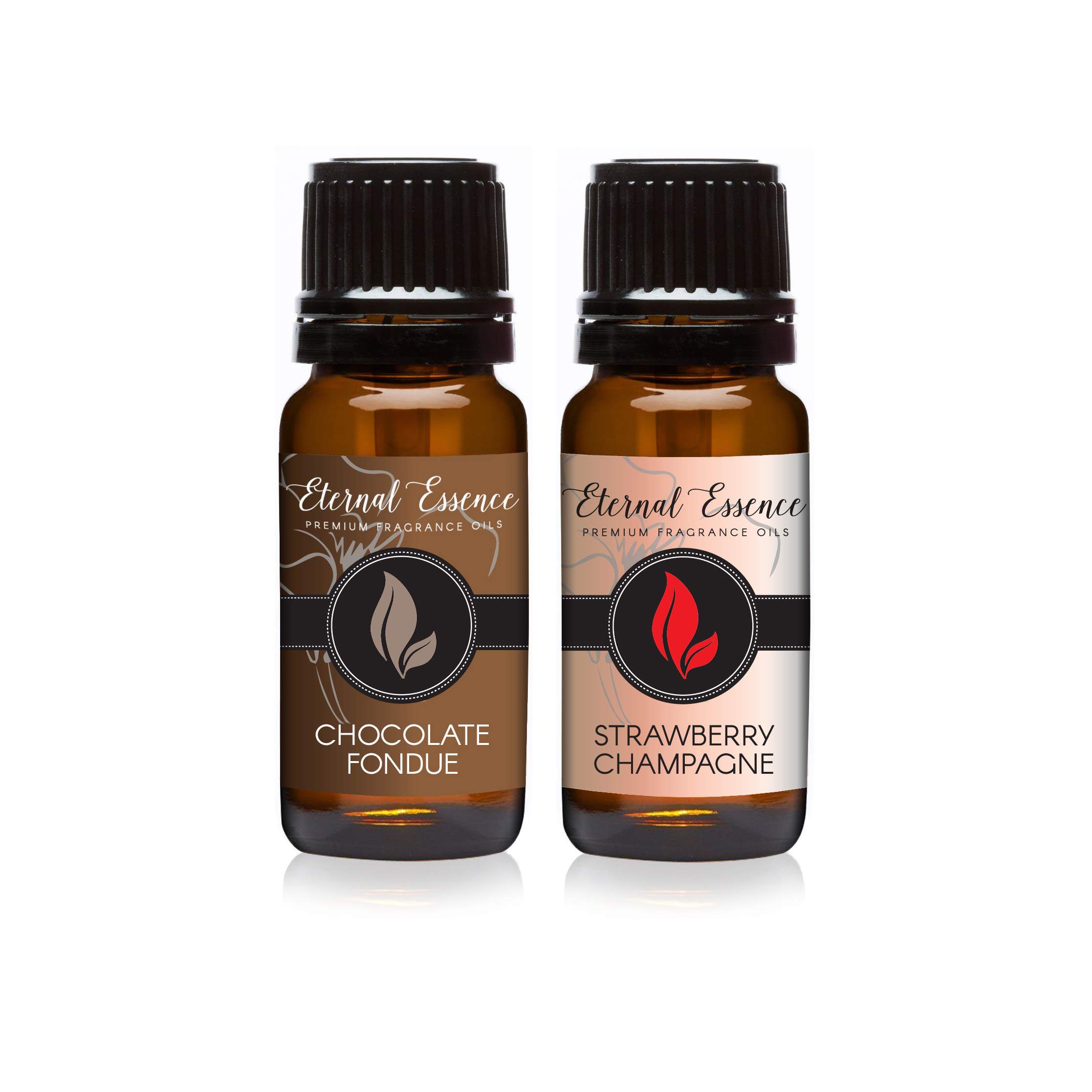 Eternal Essence Oils 2 Pack 10ml Premium Fragrance Oil - Chocolate Fondue &amp; Strawberry Champagne - for Candle, Soap Making, Aromatherapy, Diffusers, Home Care, &amp; Humidifiers
