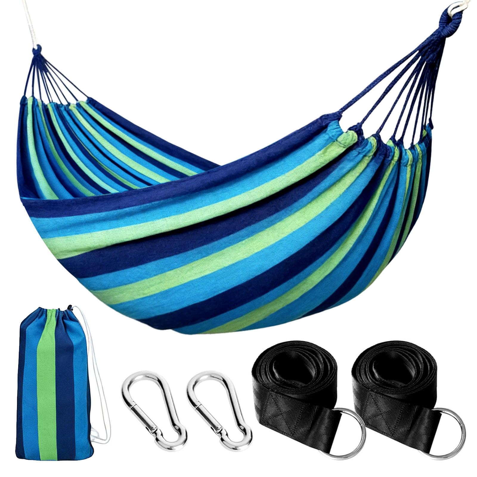 Amaca da Campeggio Doppia 200x150cm 250kg con Cinghie in Nylon e Moschettoni
