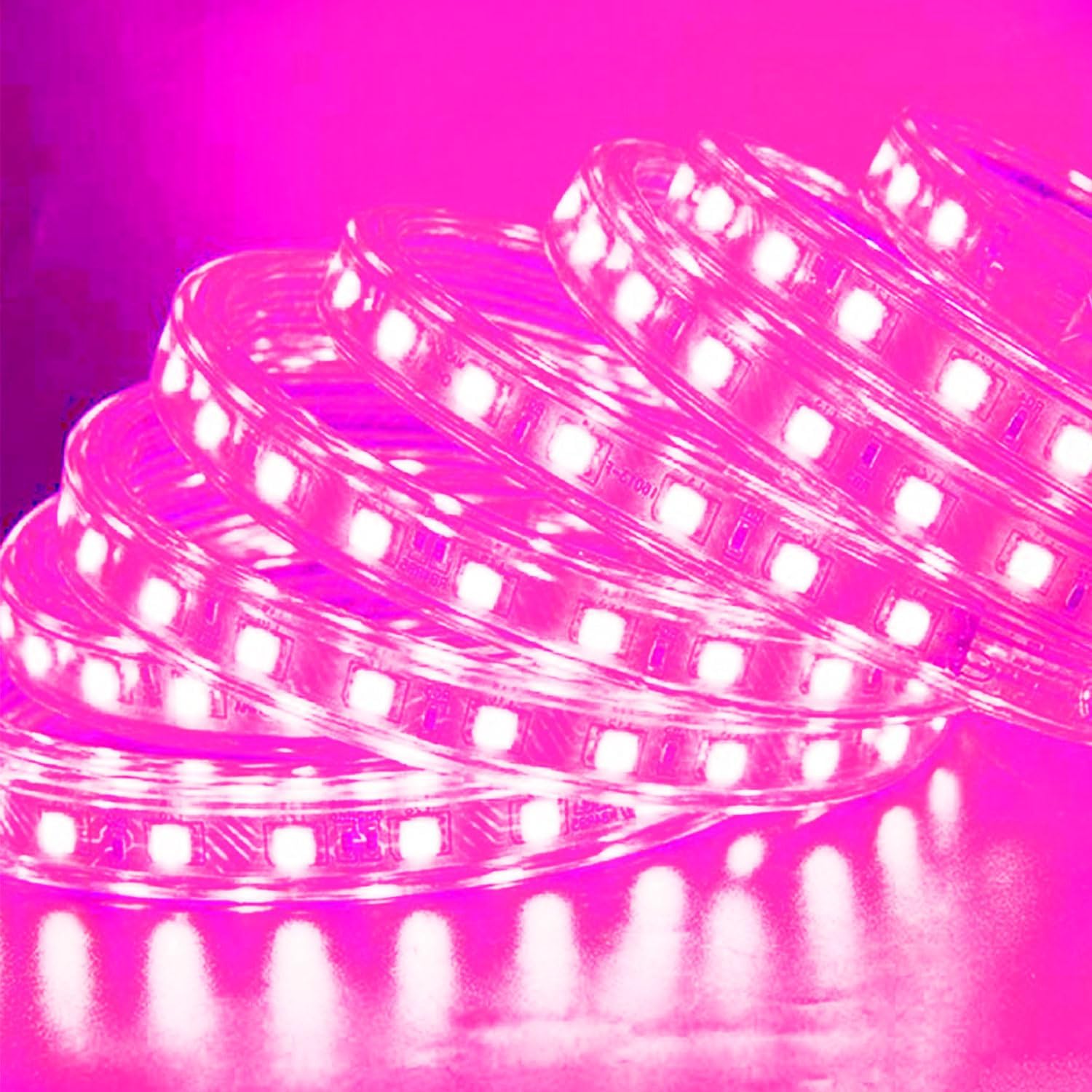 SUYOOULIN LED Strip Lights, High Voltage AC110V-130V 26ft/8m Super Bright 8000LM 5050 60 LEDs/m Waterpoof IP68 LED Light Strips for Home Garden Outdoor Decoration(Pink)