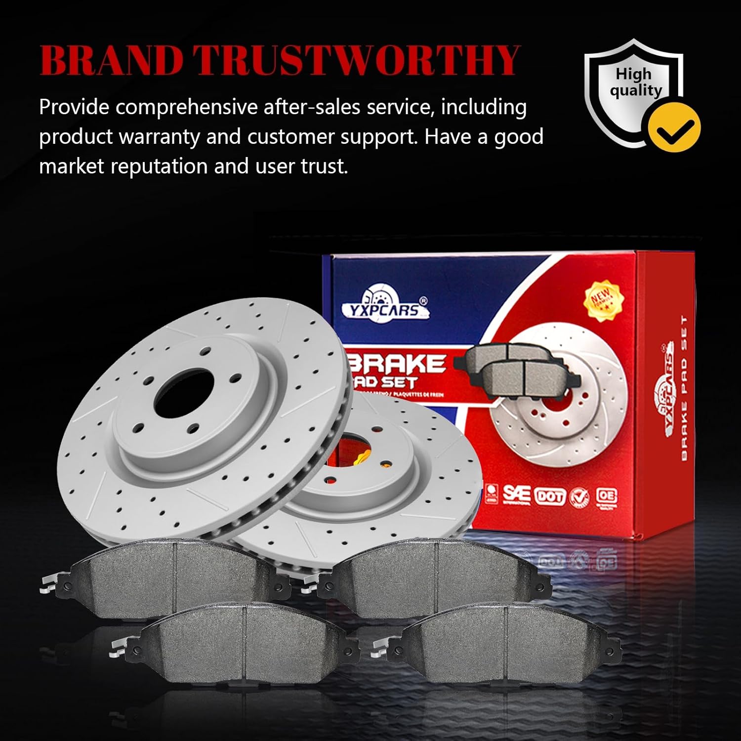 Front & Rear Drilled Slotted Rotors and Ceramic Disc Brake Pads Kit for Infiniti Jx35 2013/ Qx60 2014-2019, for Nissan Pathfinder 2013-2019/ Murano 2015 2016 2017 2018 2019