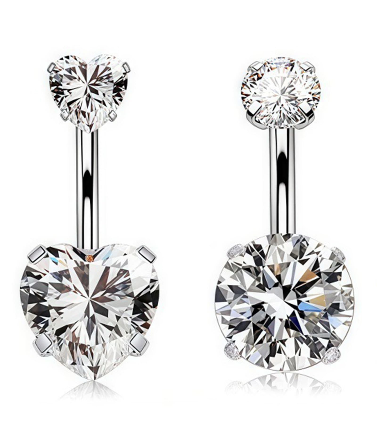 2 Pcs Belly Piercing Jewellery, Belly Jewellery, Belly Button Kit for Women, Heart Shape Fake accessories, Circular Navel Ring for Women and Men